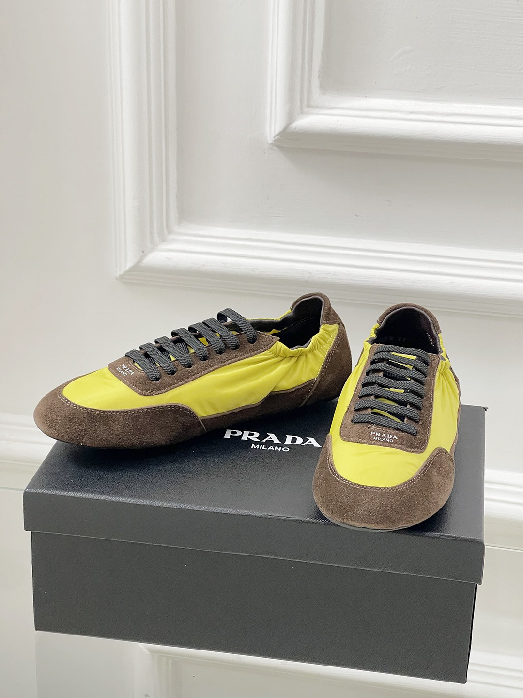 Prada Collapse Re-Nylon Sneakers Yellow