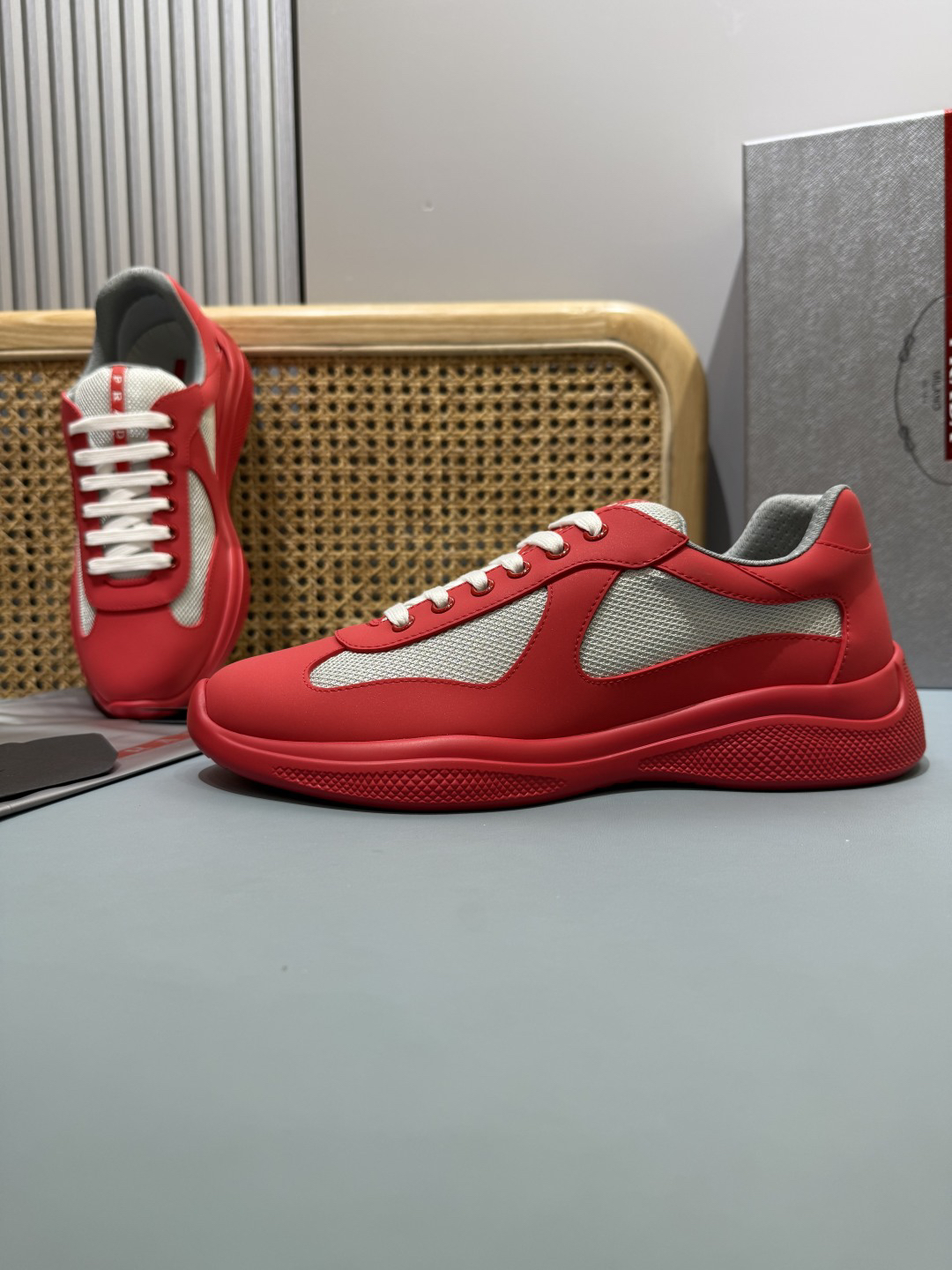 Prada Americas Cup Sneakers Red
