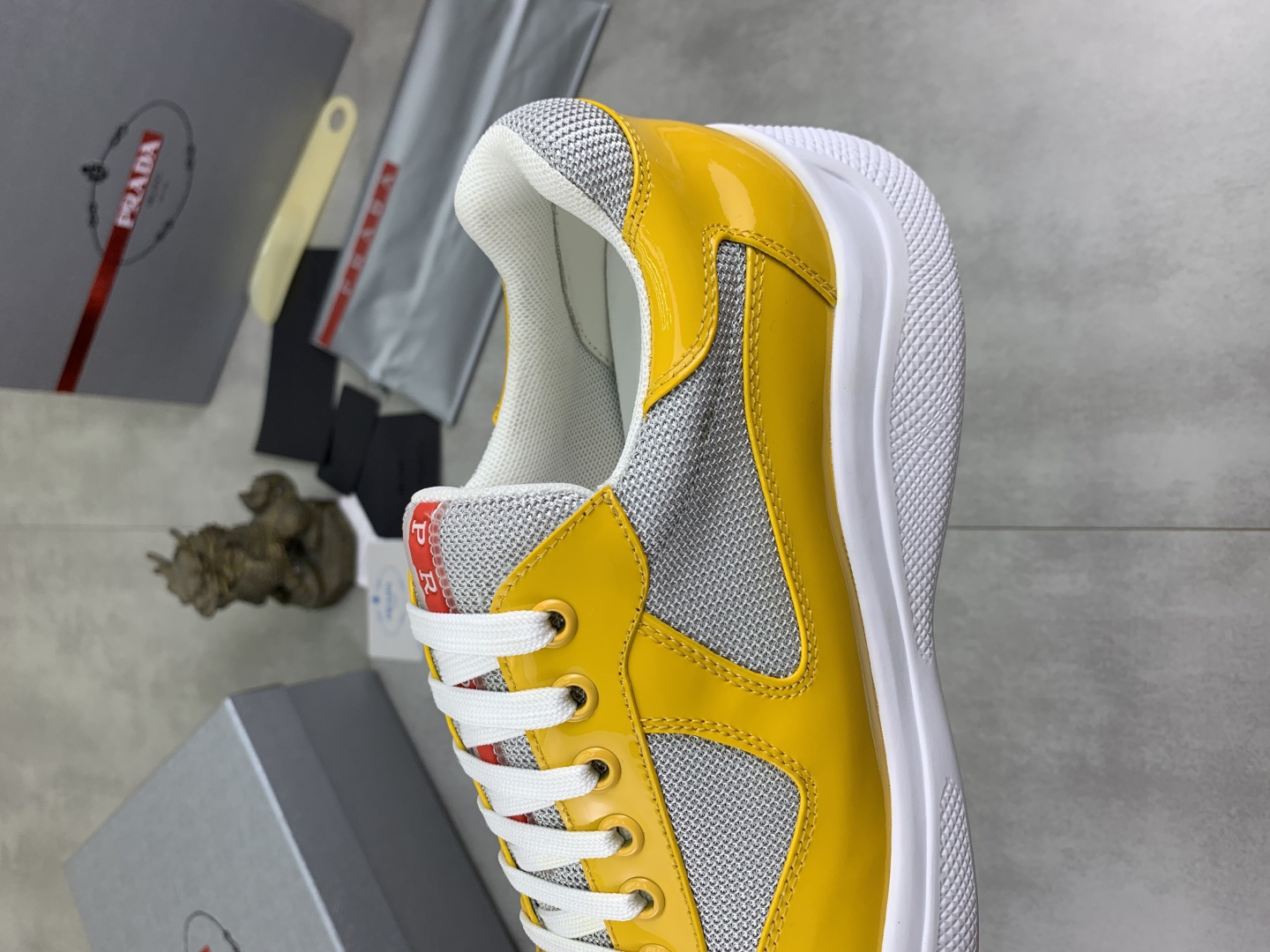 Prada Leather Mesh Sneakers Yellow