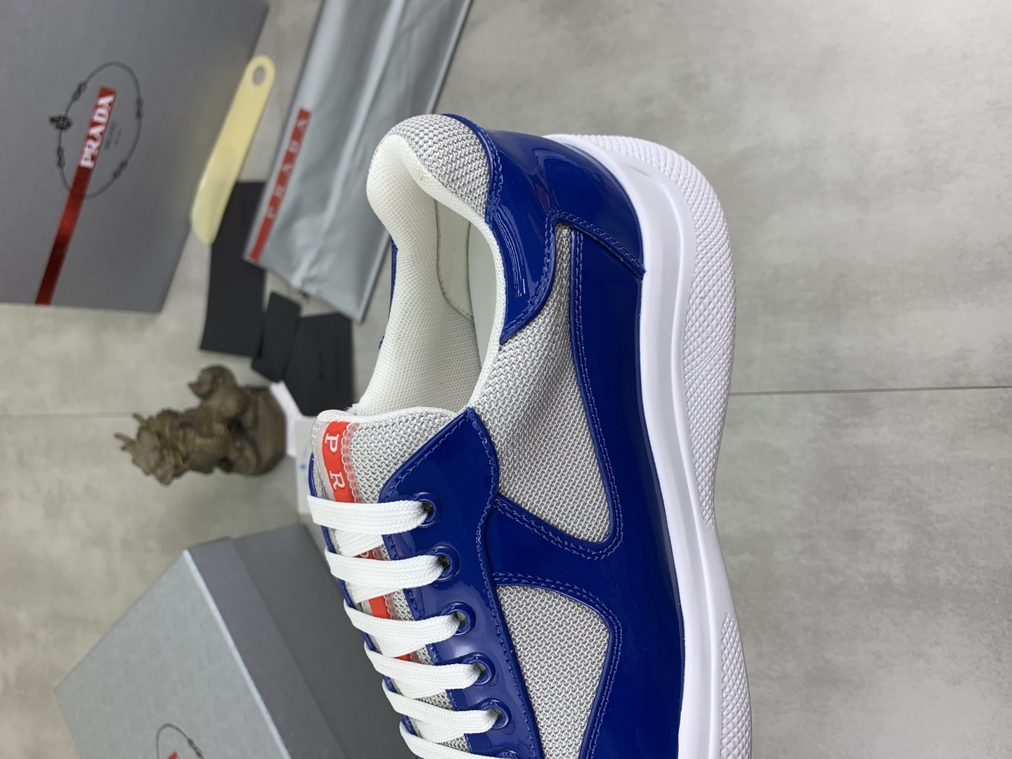 Prada Mesh Leather Sneakers Blue