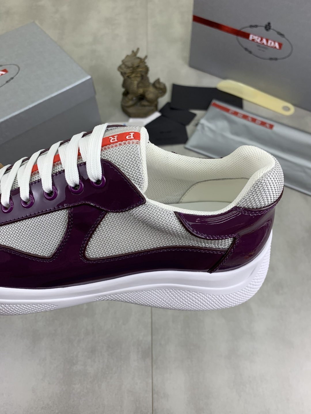 Prada Mesh Leather Sneakers Purple