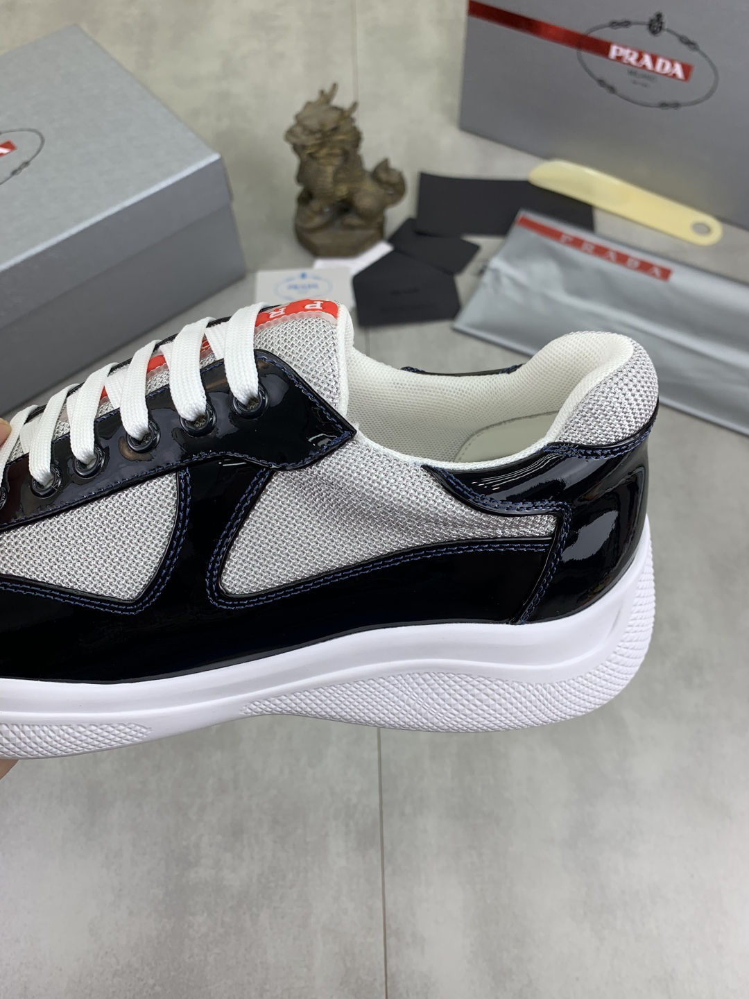 Prada Leather Mesh Sneakers Black