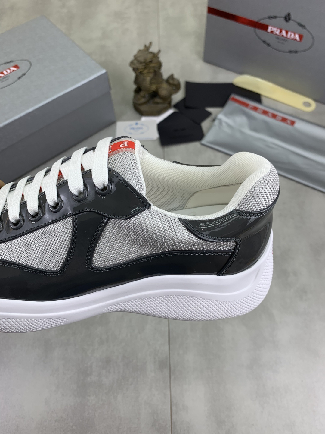 Prada Leather Mesh Sneakers Black