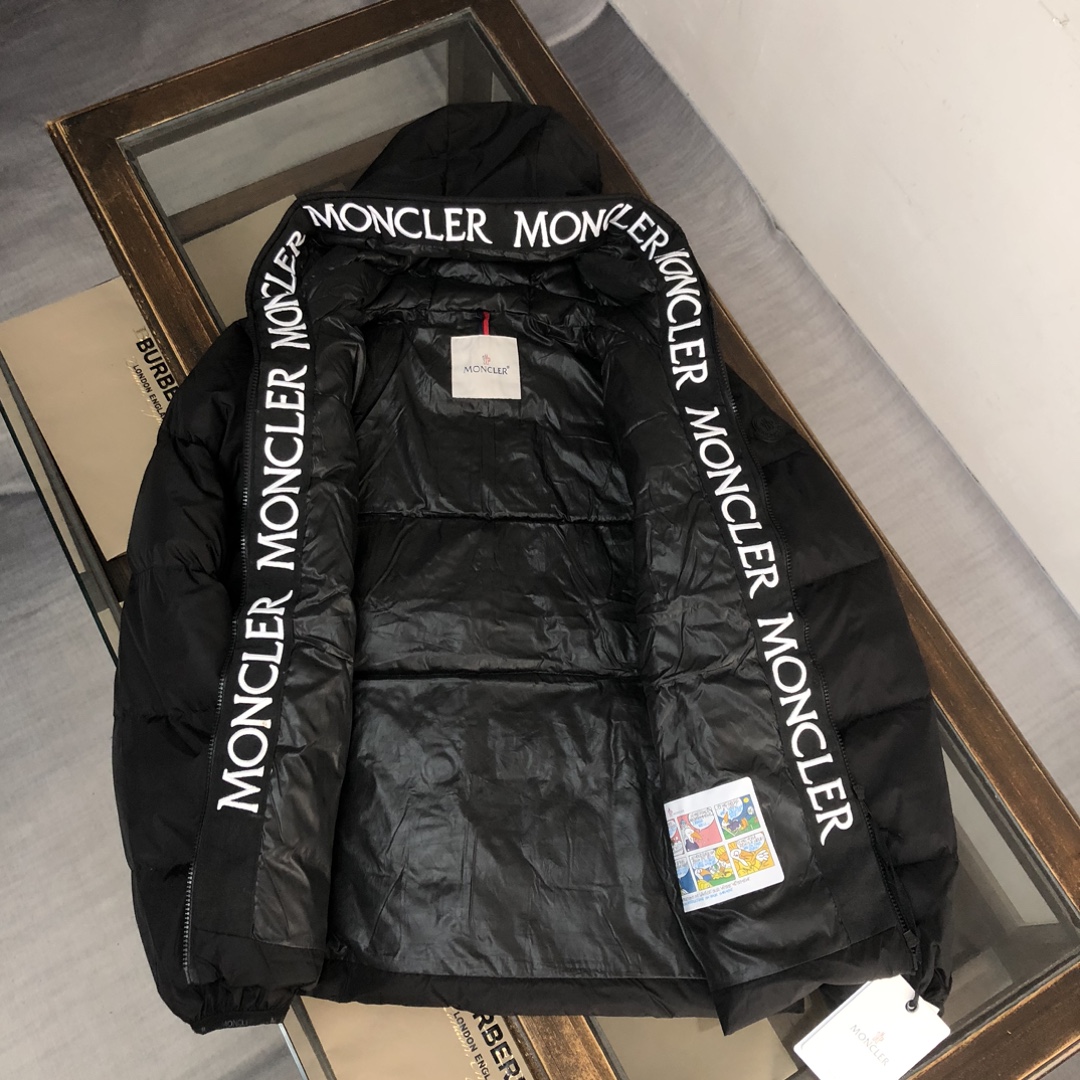 Moncler Logo Tape Down Jacket Black