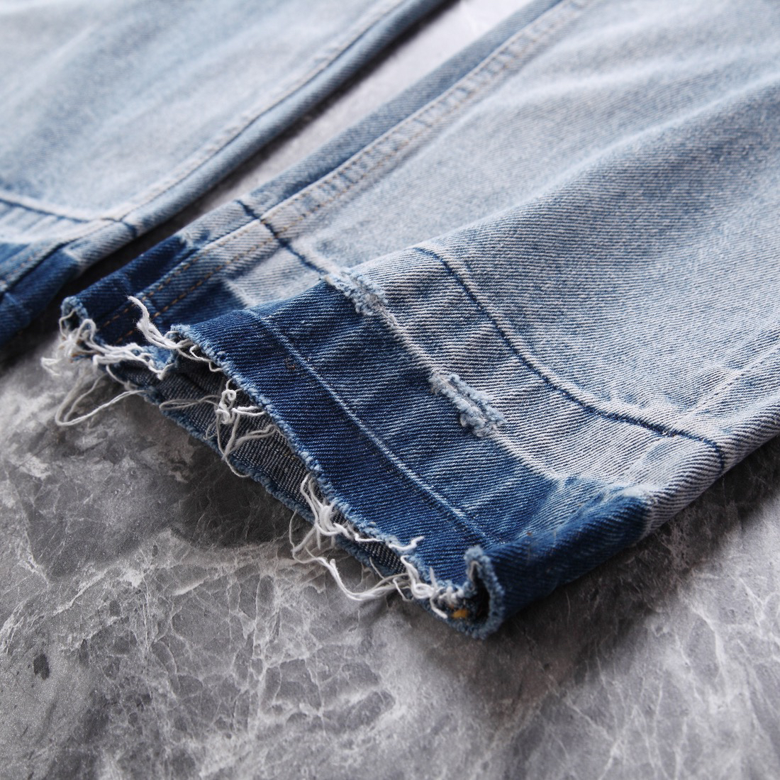 Celine Washed Distressed Straight Jeans Blue