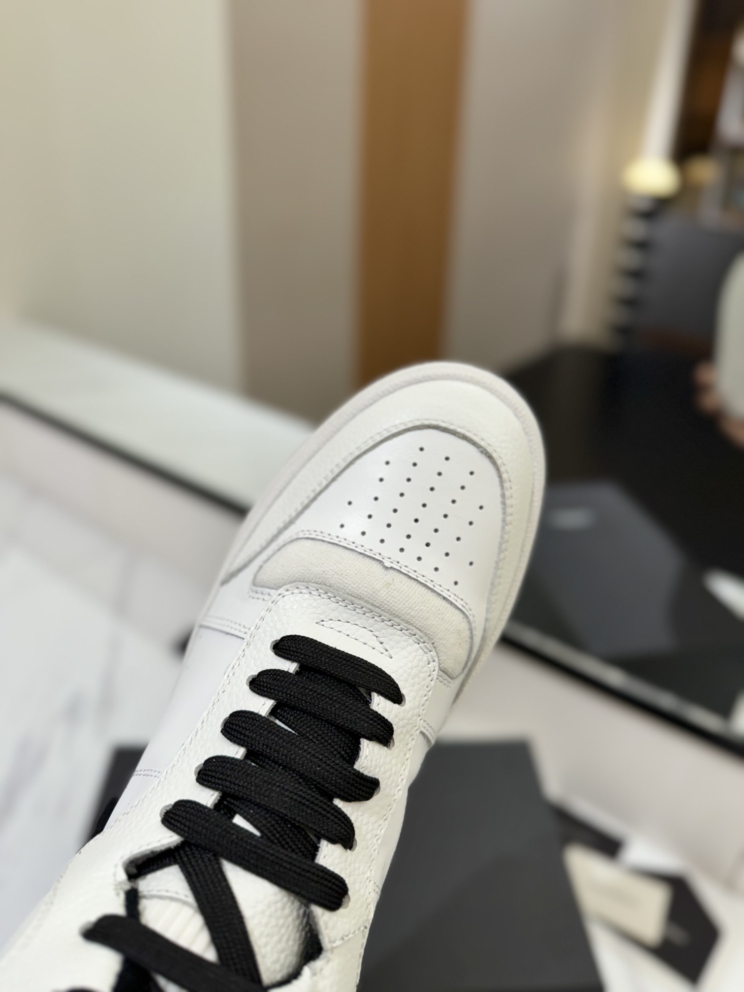 YSL SL61 Leather High-Top Sneakers White/Black