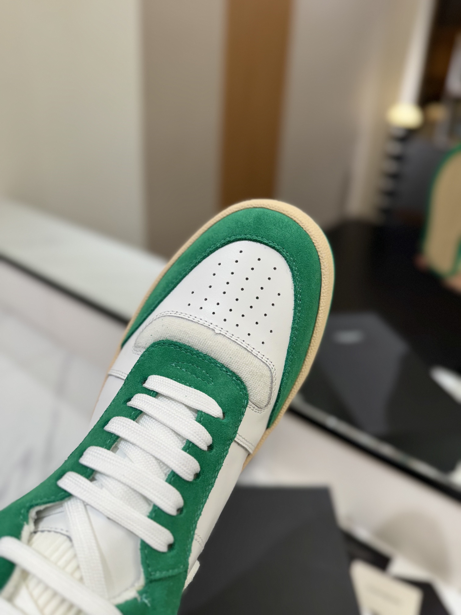 YSL SL80 High-Top Leather Sneakers Green
