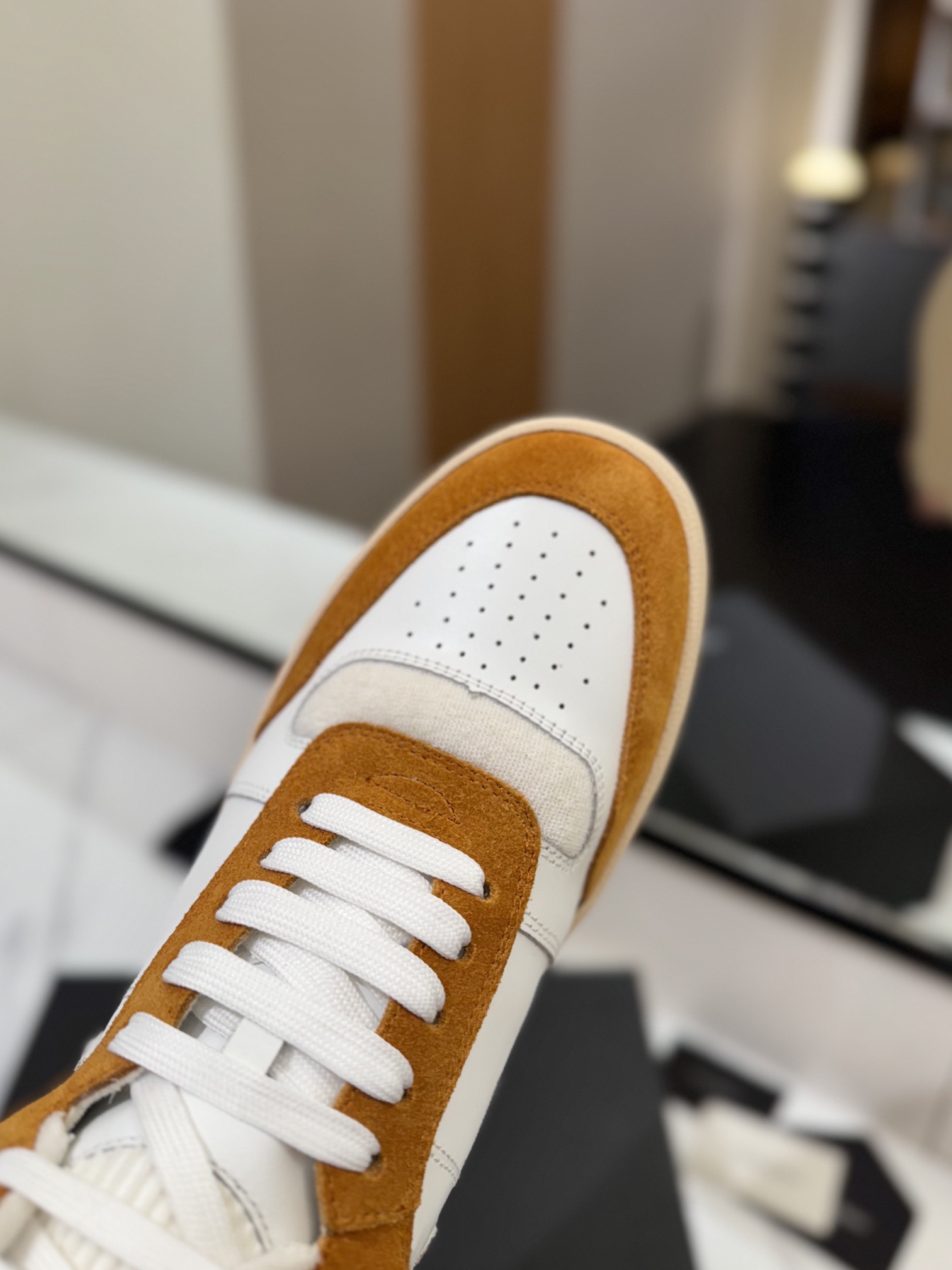 YSL SL80 High-Top Sneakers White/Brown