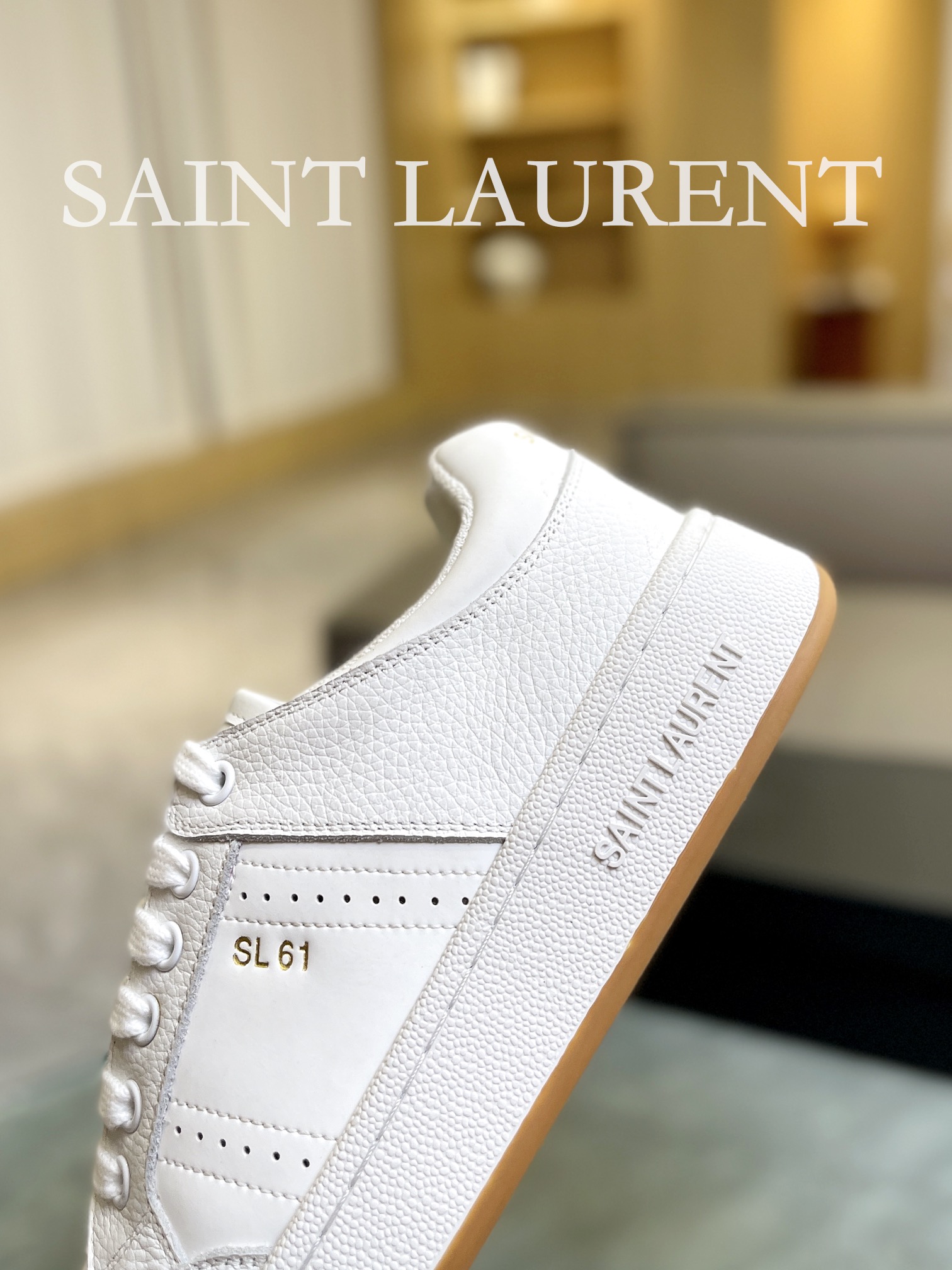 YSL SL61 Leather Sneakers White