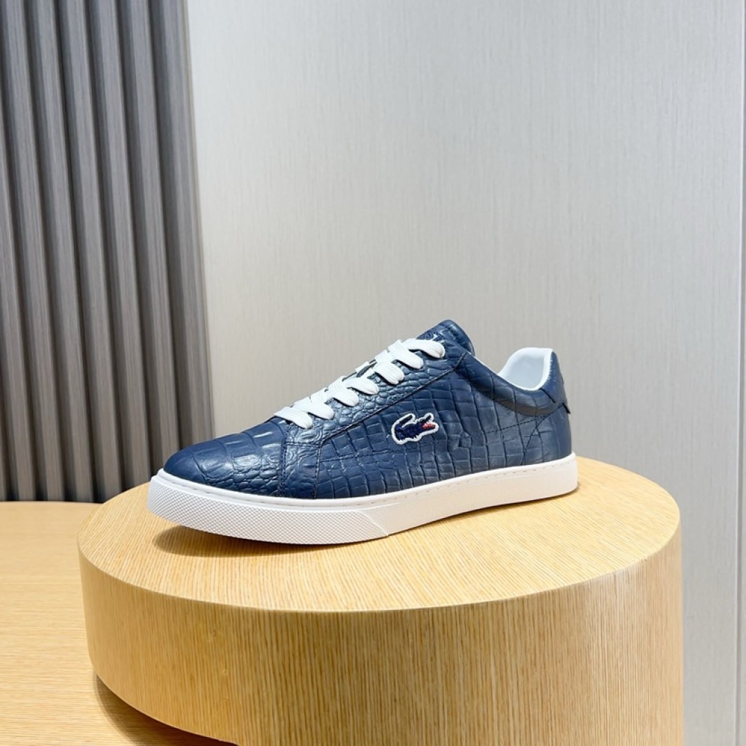 Lacoste Croc-Embossed Leather Sneakers Navy