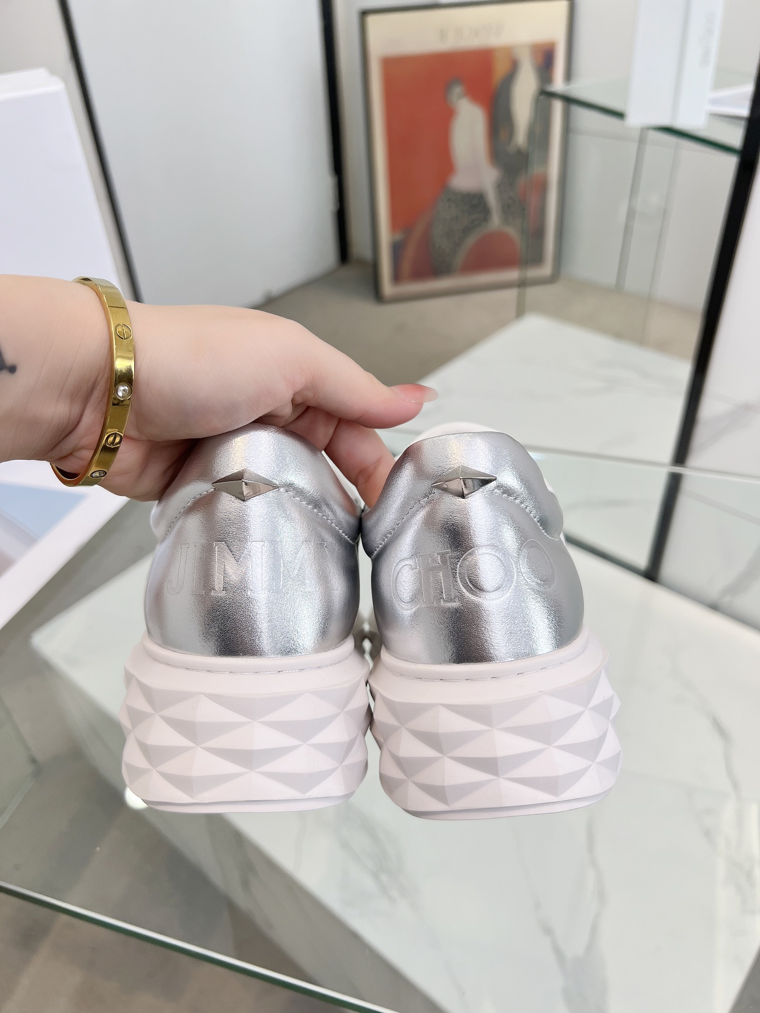 Jimmy Choo Diamond Sneakers White/Silver