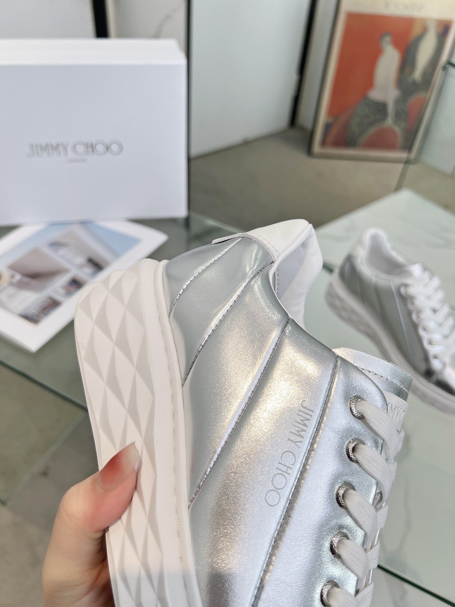 Jimmy Choo Diamond Sneakers Silver
