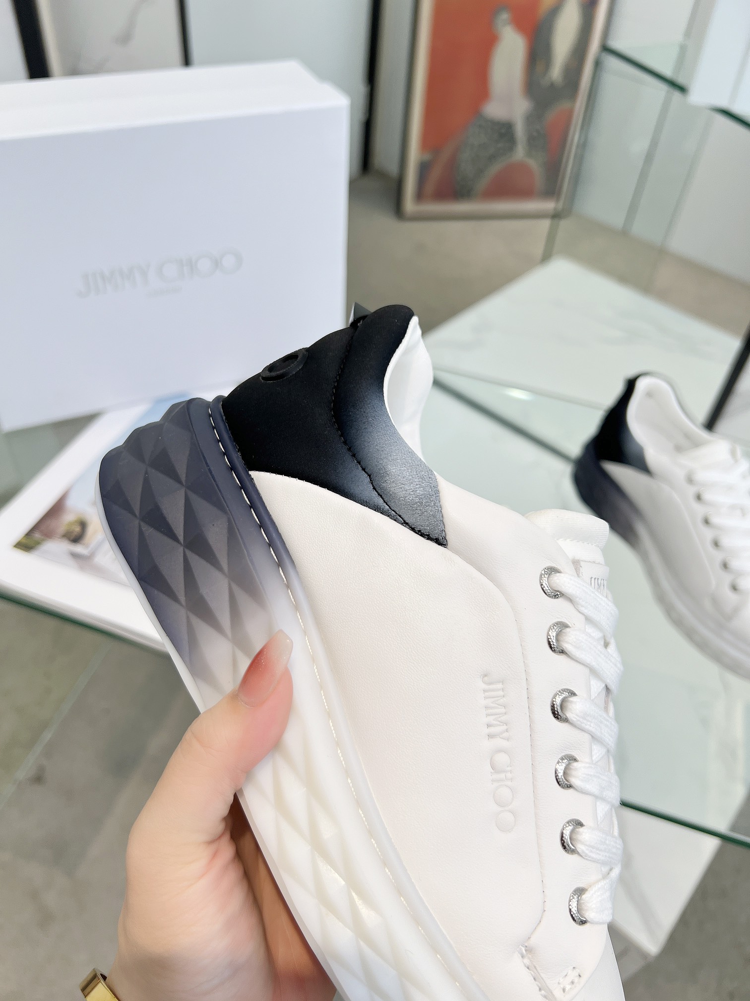 Jimmy Choo Diamond Sneakers White/Black