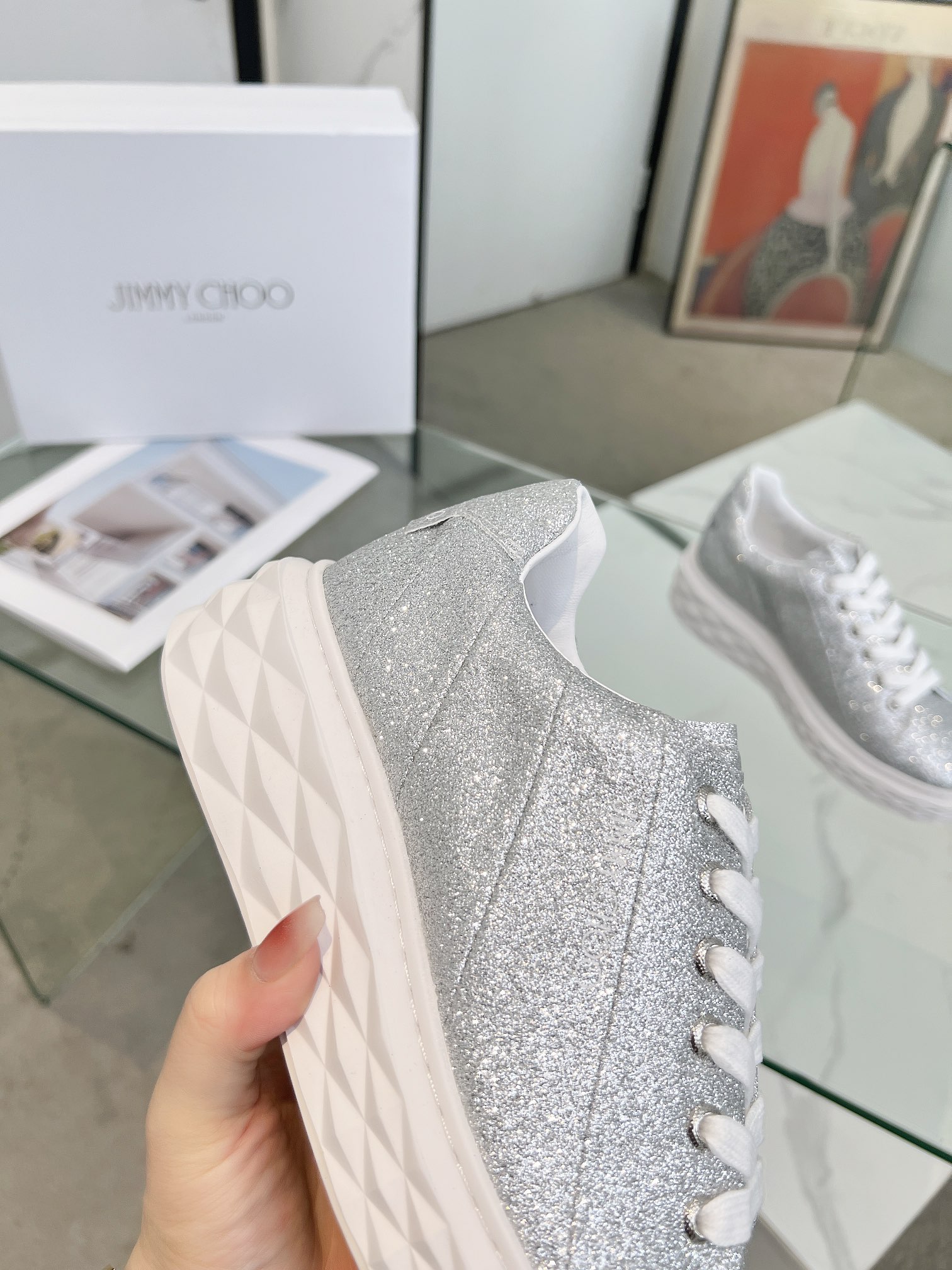 Jimmy Choo Diamond Sneakers Silver
