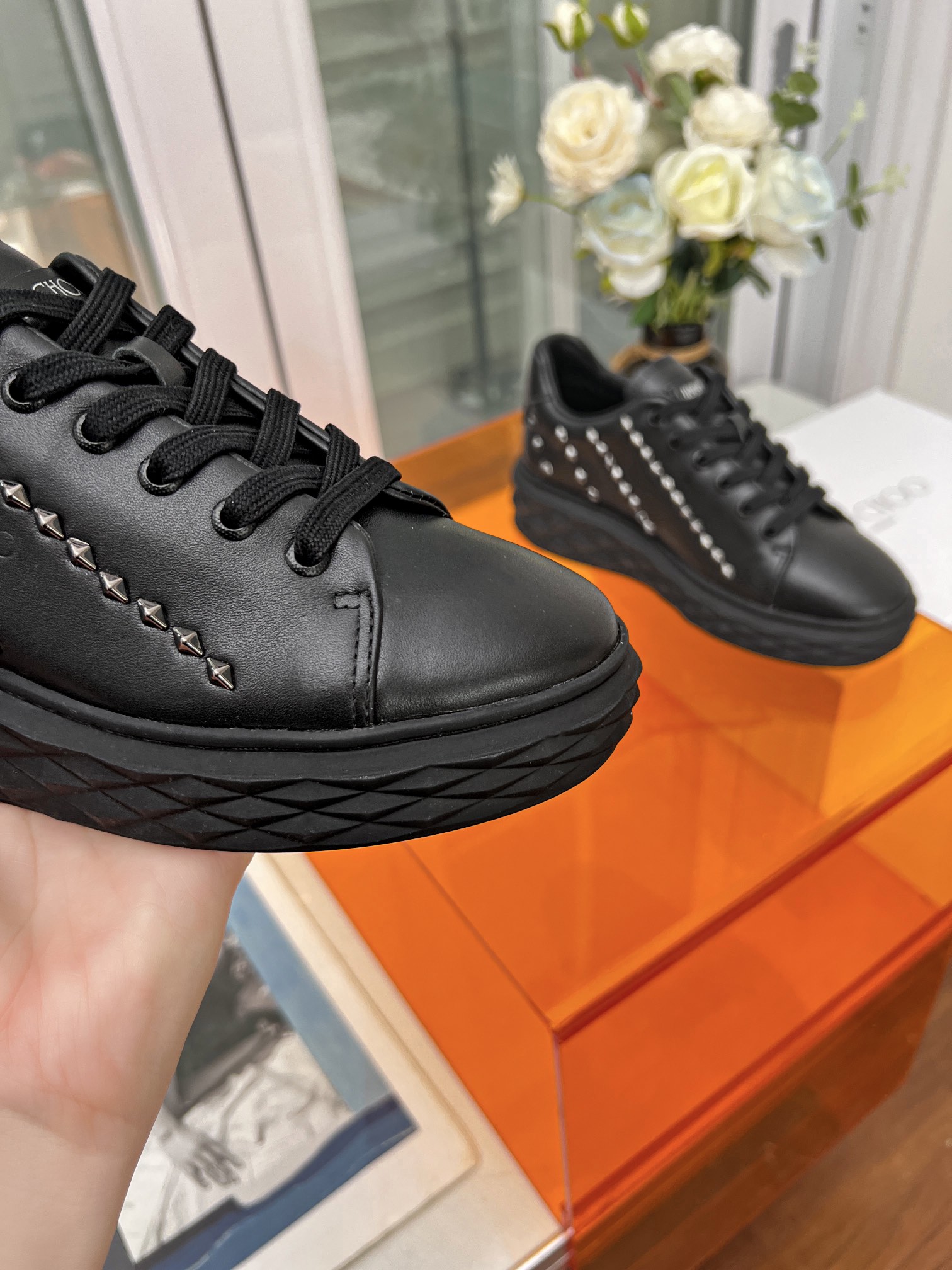 Jimmy Choo Diamond Stud Sneakers Black