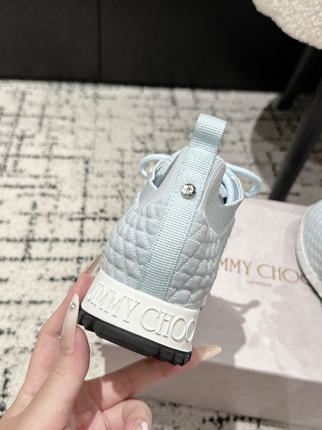 Jimmy Choo Knit Sock Sneakers Light Blue