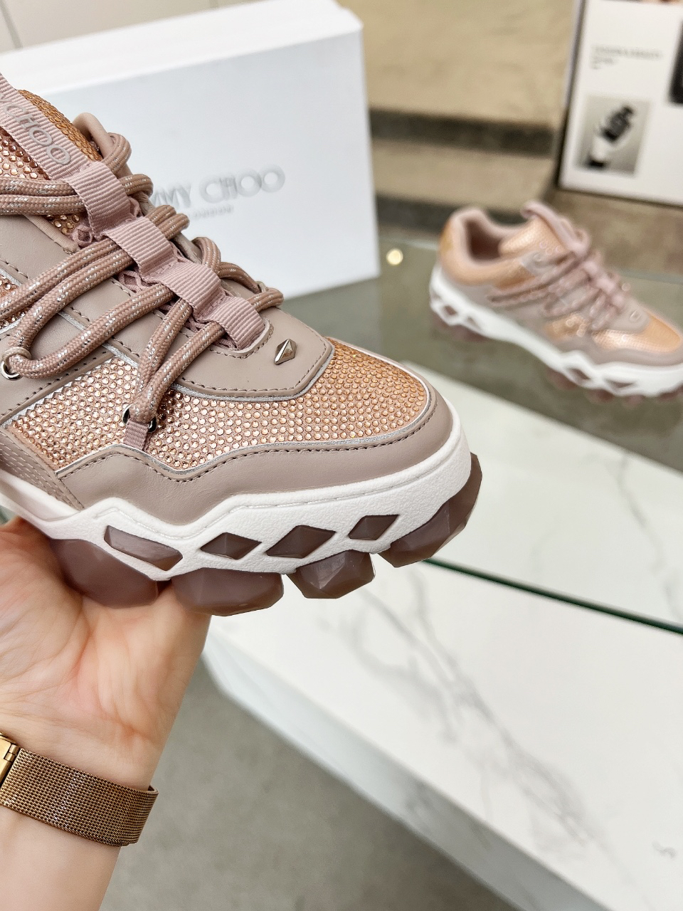 Jimmy Choo Diamond X II Dad Sneakers Pink