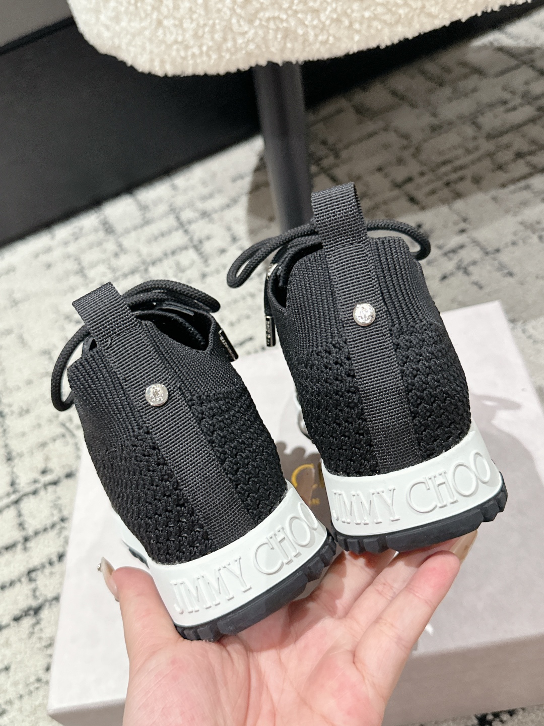 Jimmy Choo Pearl Knit Sock Sneakers Black