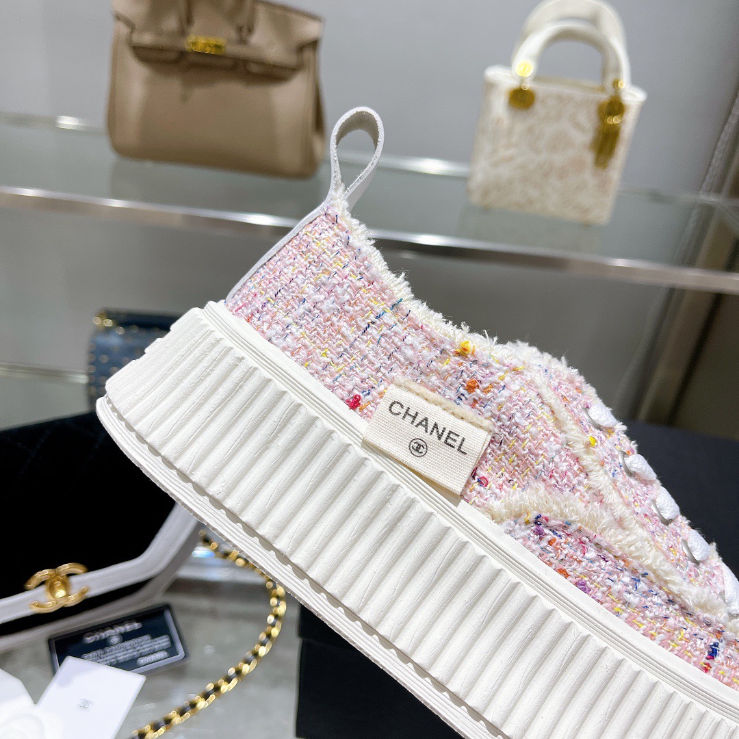 Chanel Tweed Platform Sneakers Multicolor