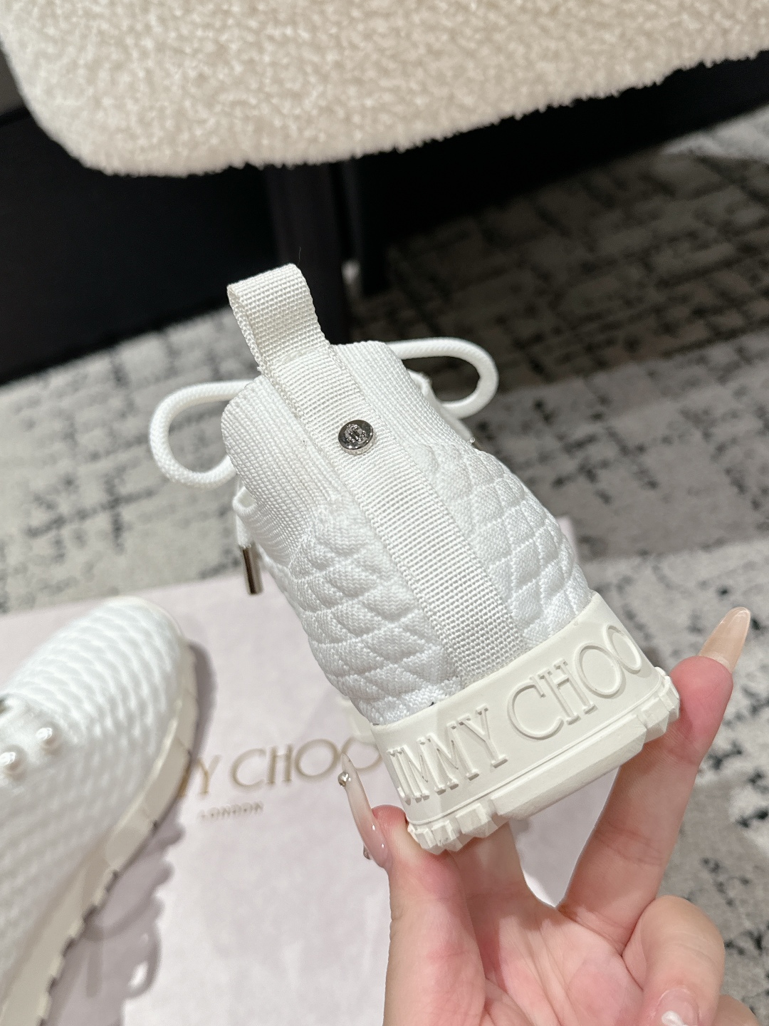 Jimmy Choo Knit Sock Sneakers White