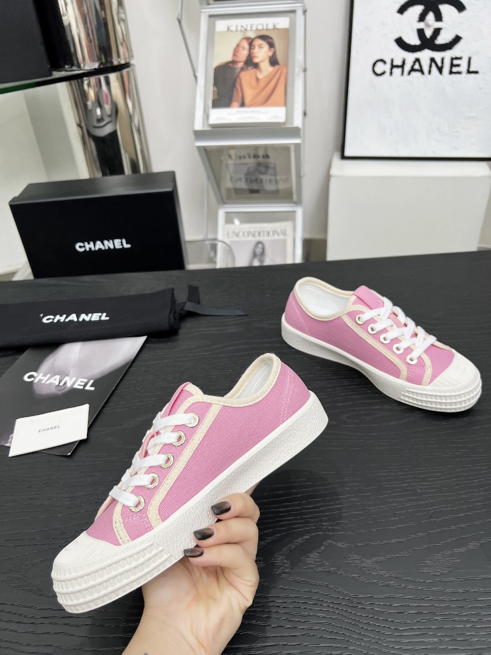 Chanel Vintage Canvas Sneakers Pink