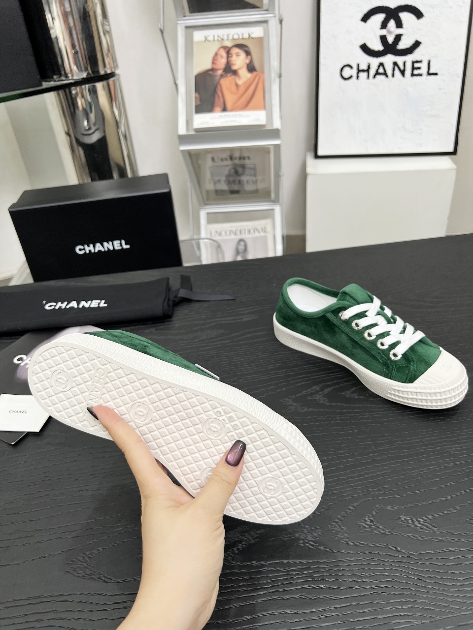 Chanel Vintage Suede Sneakers Green