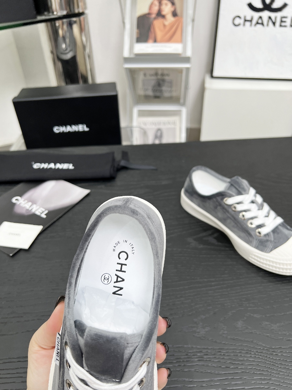 Chanel Vintage Low-Top Sneakers Gray