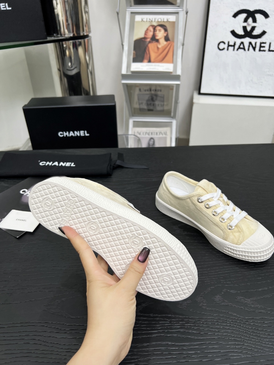 Chanel Vintage Low-Top Sneakers Beige