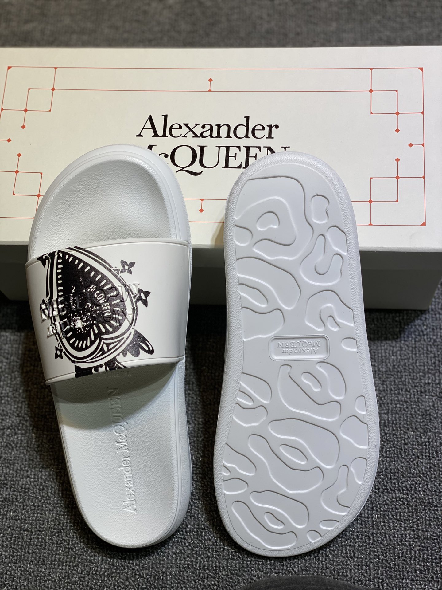 Alexander McQueen Graphic Slide Sandals White