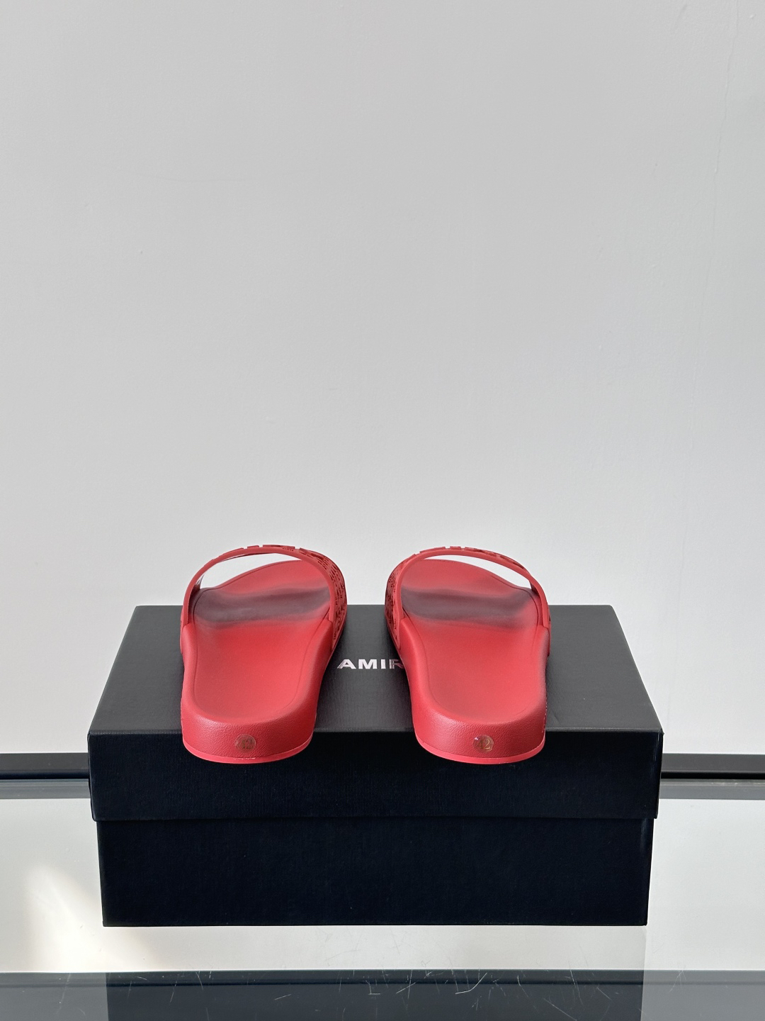 Amiri Embossed Logo Slide Sandals Red