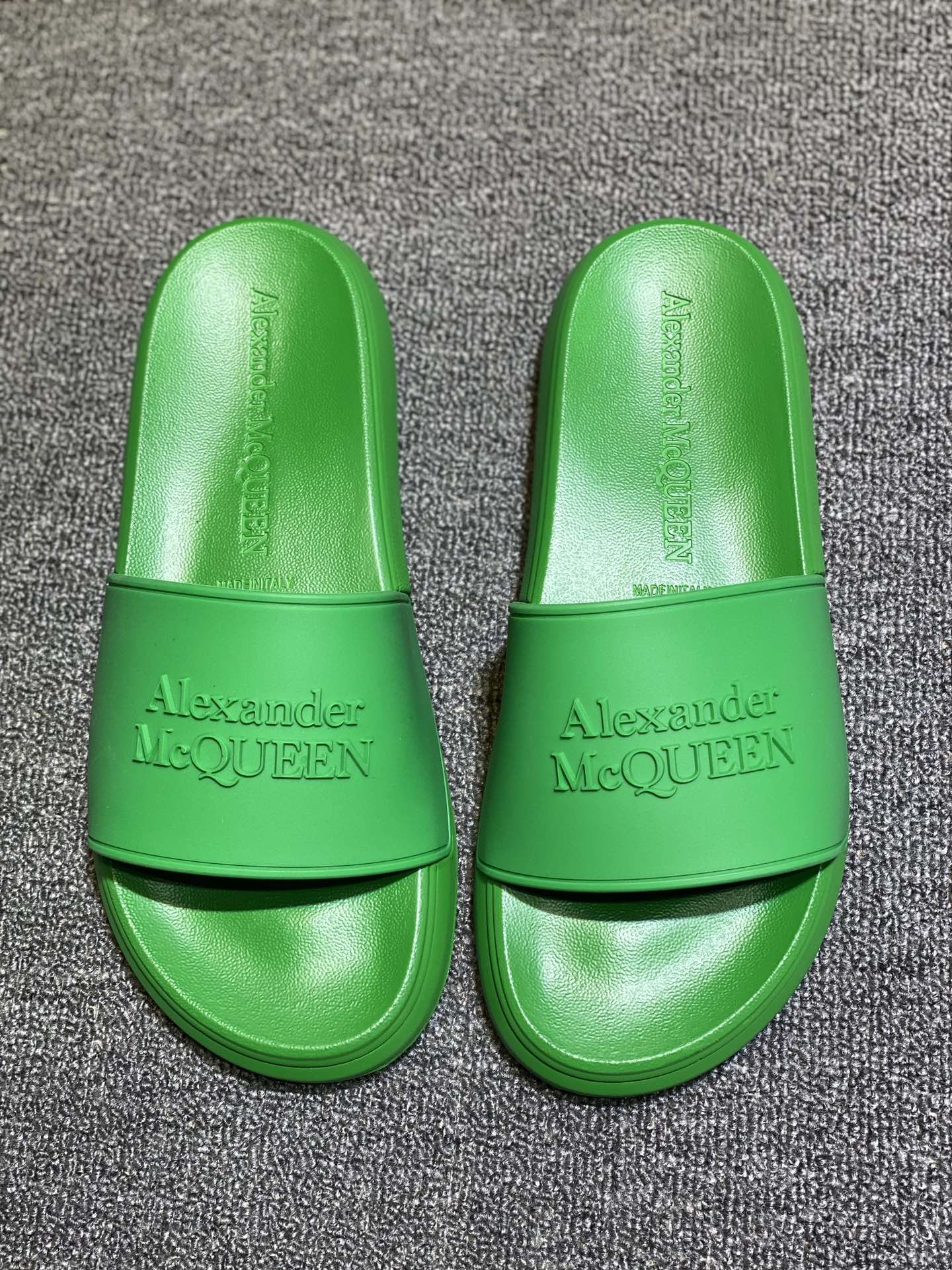 Alexander McQueen Logo Slide Sandals Green
