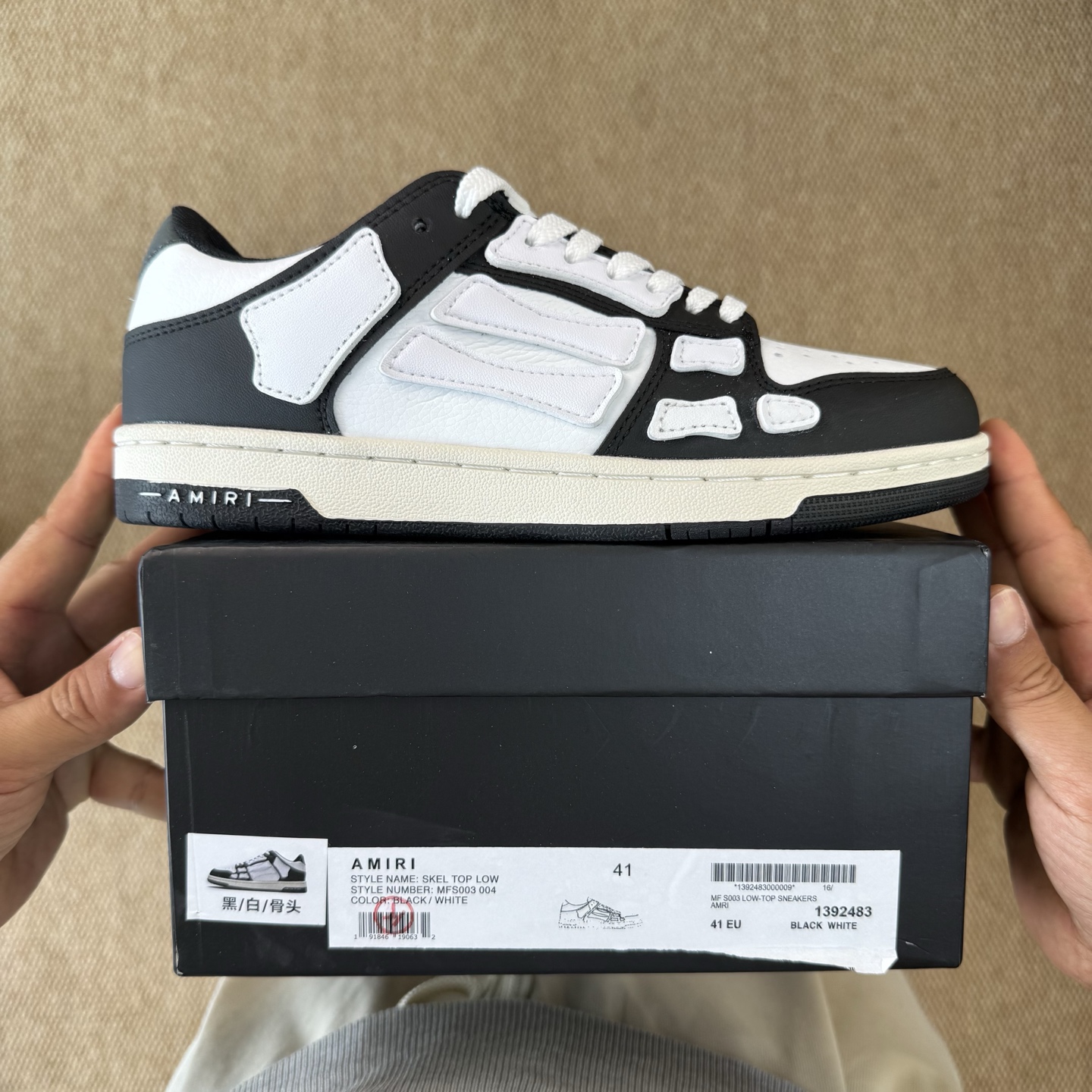 AMIRI Skel Top Low Bone Sneakers Black/White