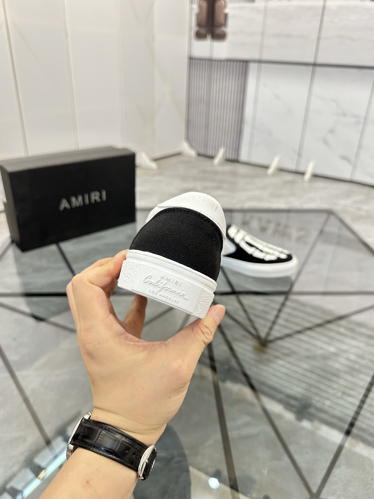 Amiri Skeleton Slip-On Sneakers Black/White
