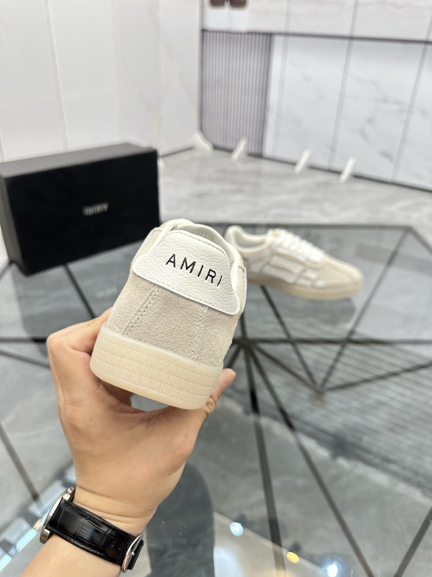 Amiri Low-Top Suede Sneakers Beige