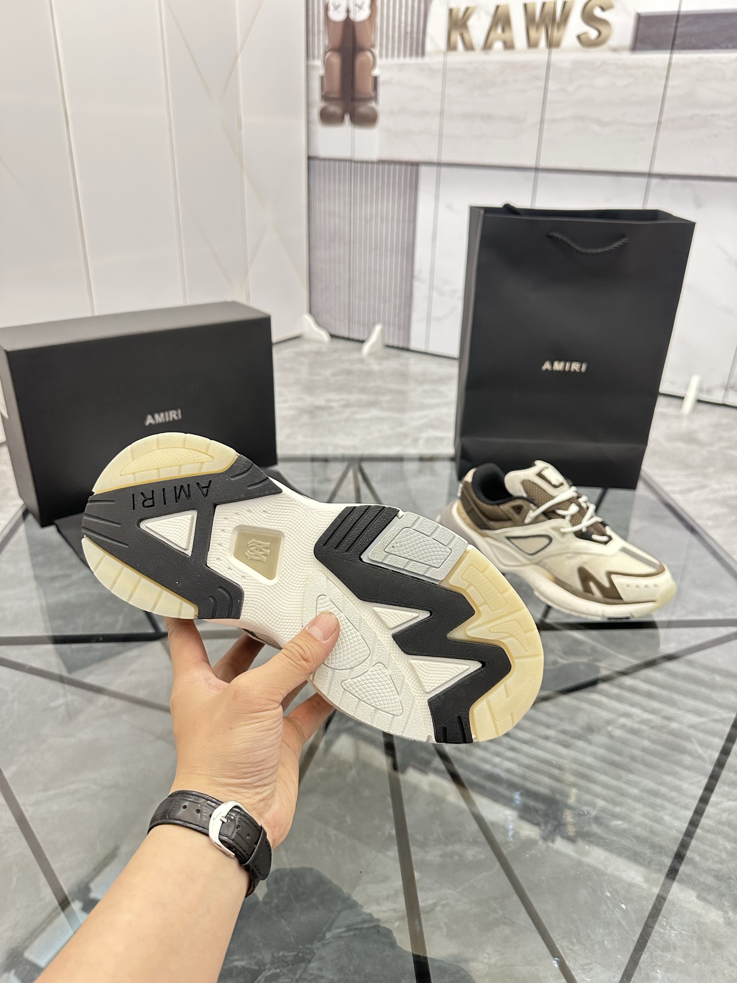 AMIRI Low-Top Leather Mesh Sneakers Multi-Color