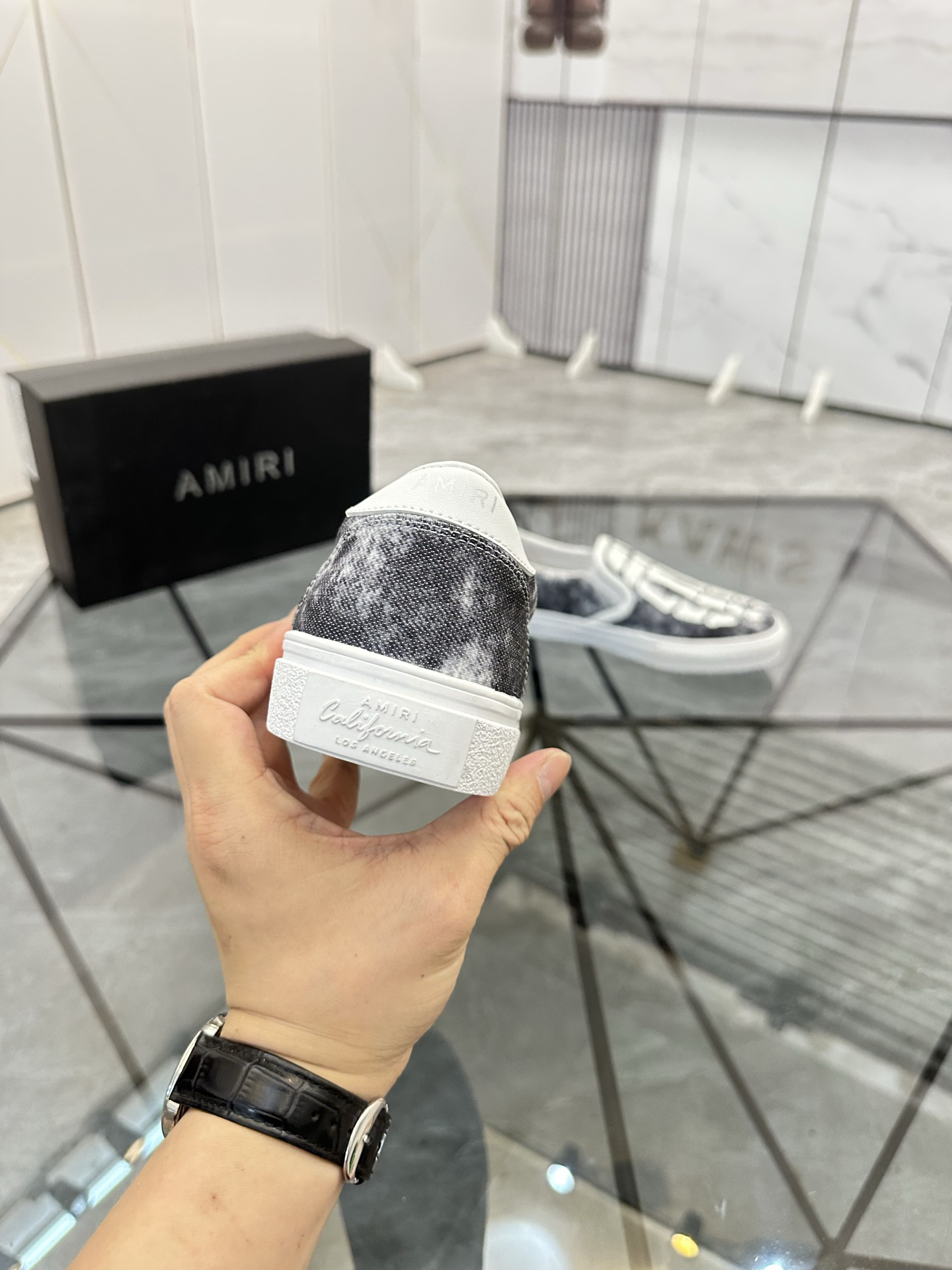 Amiri Skeleton Slip-On Shoes Black/White