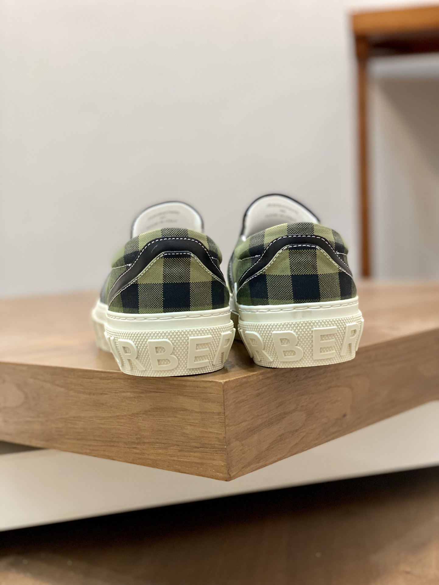 Burberry Check Slip-On Sneakers Olive