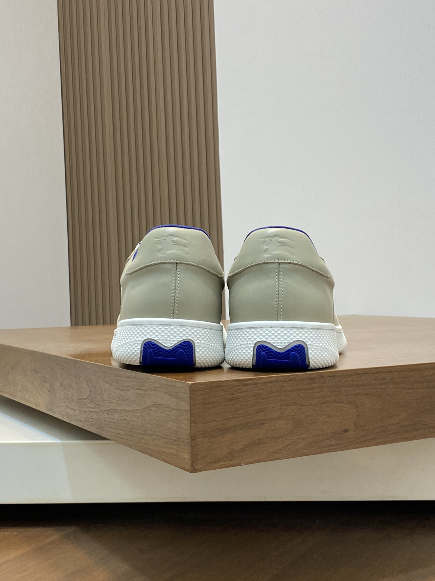 Burberry Leather Low-Top Sneakers Gray/Blue