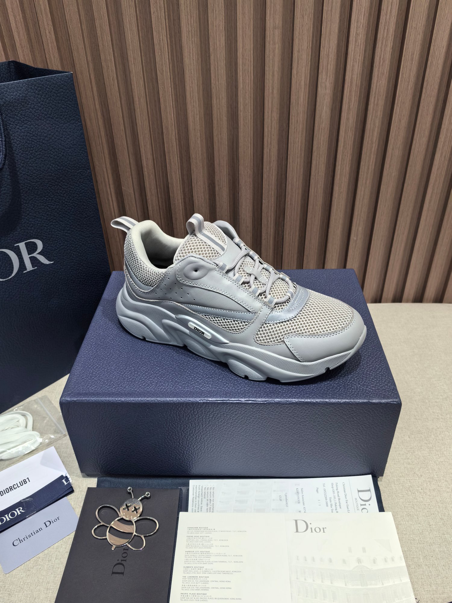 Dior B22 Mesh Leather Sneakers Grey
