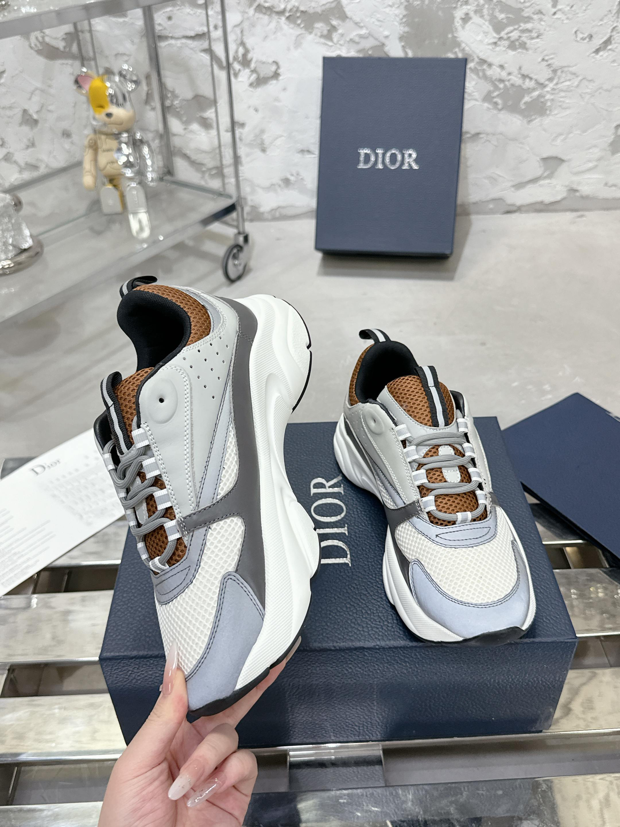Dior B22 Mesh Casual Sneakers Grey