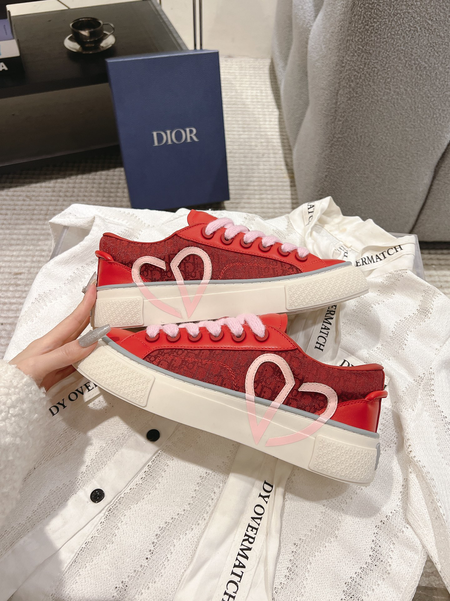 Dior B33 CD Diamond Skate Sneakers Red