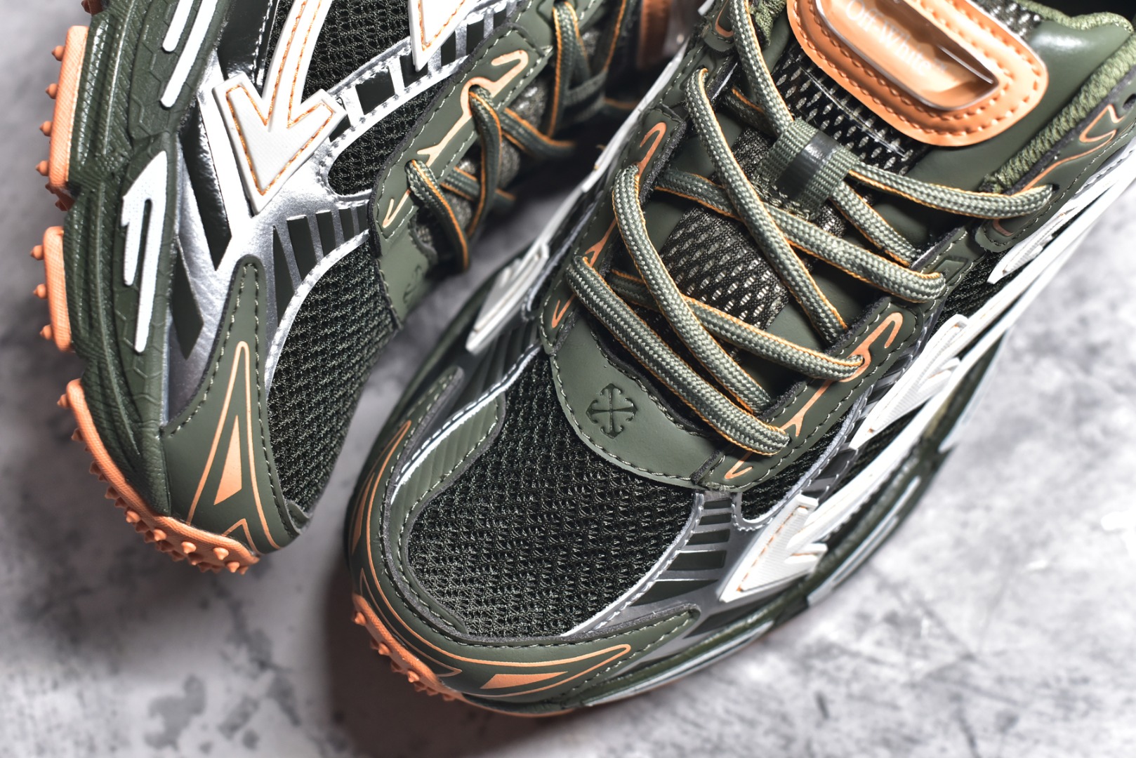 Off-White CO Virgil Abloh Retro Runner Sneakers Green