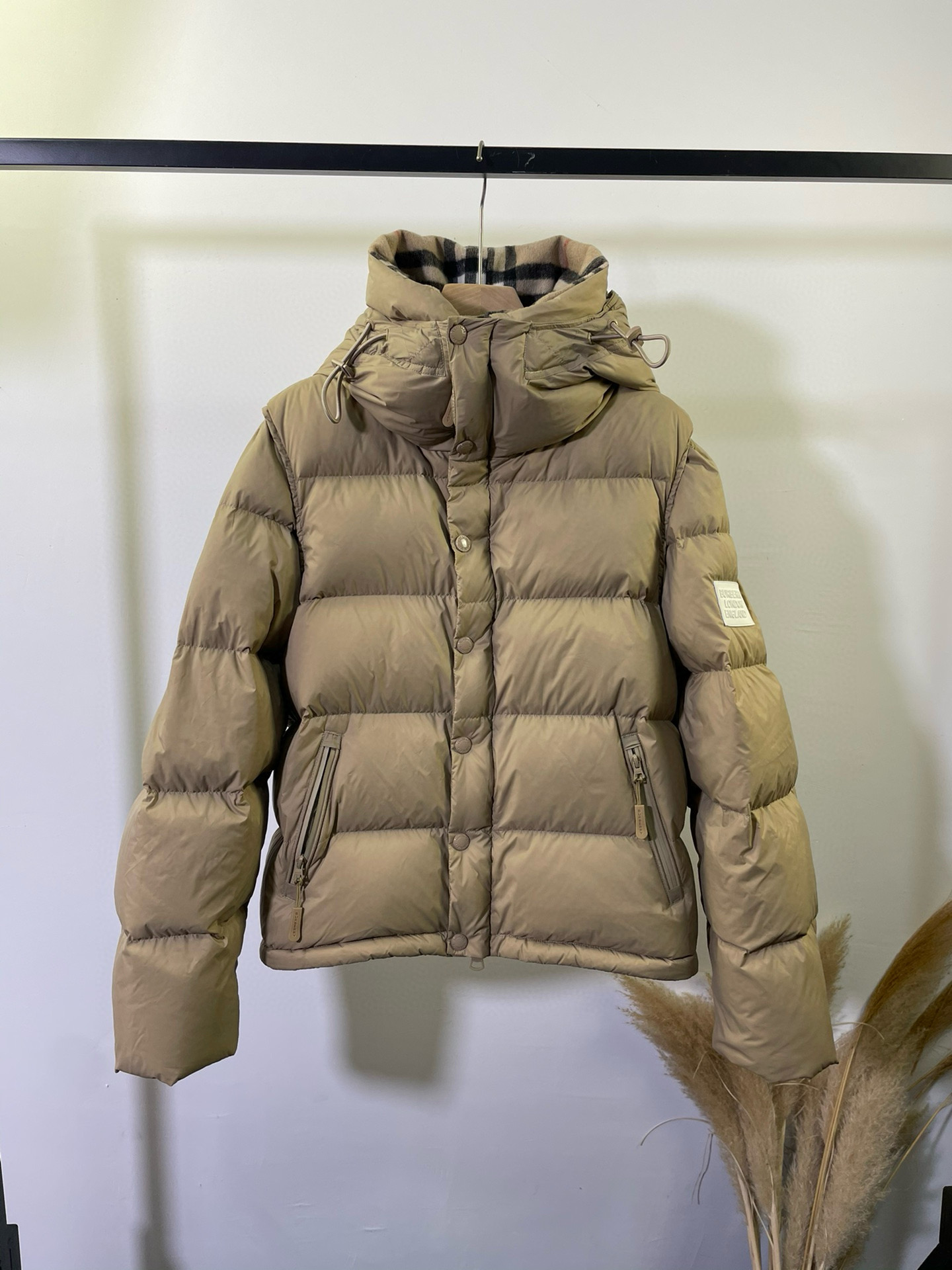 Burberry Hooded Down Jacket Khaki