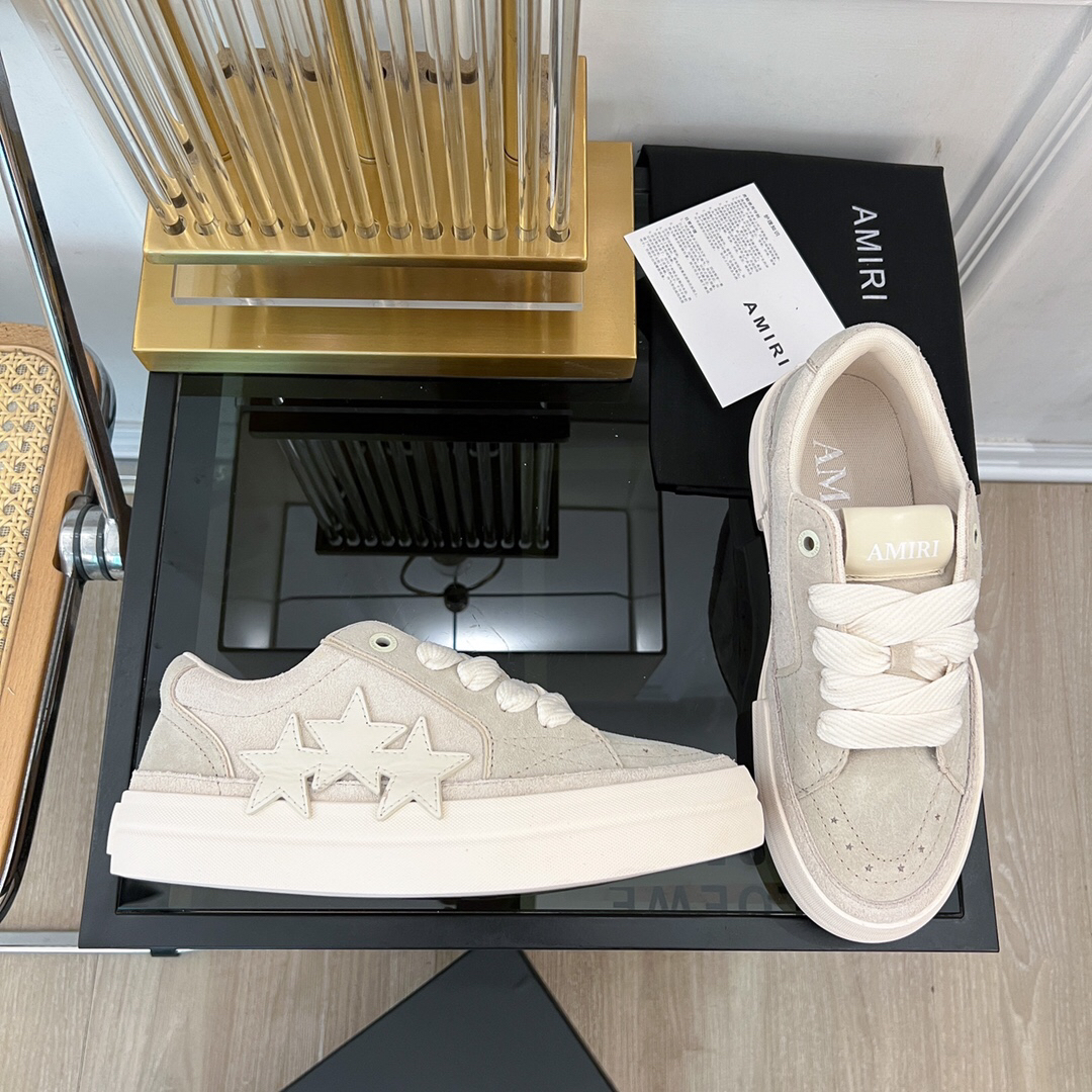 Amiri Star-Panel Low-Top Sneakers Beige