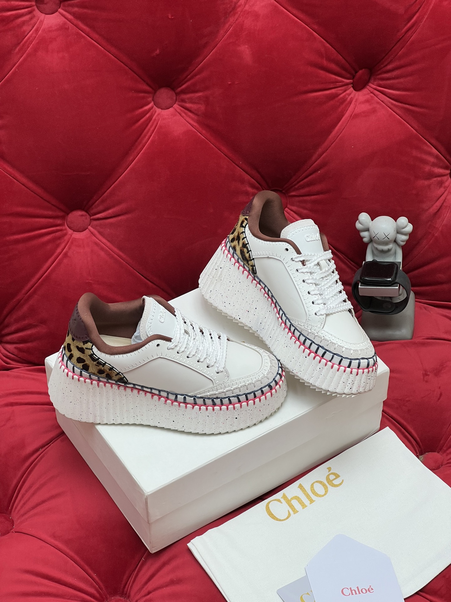 Chloe Leopard Platform Sneakers Multi