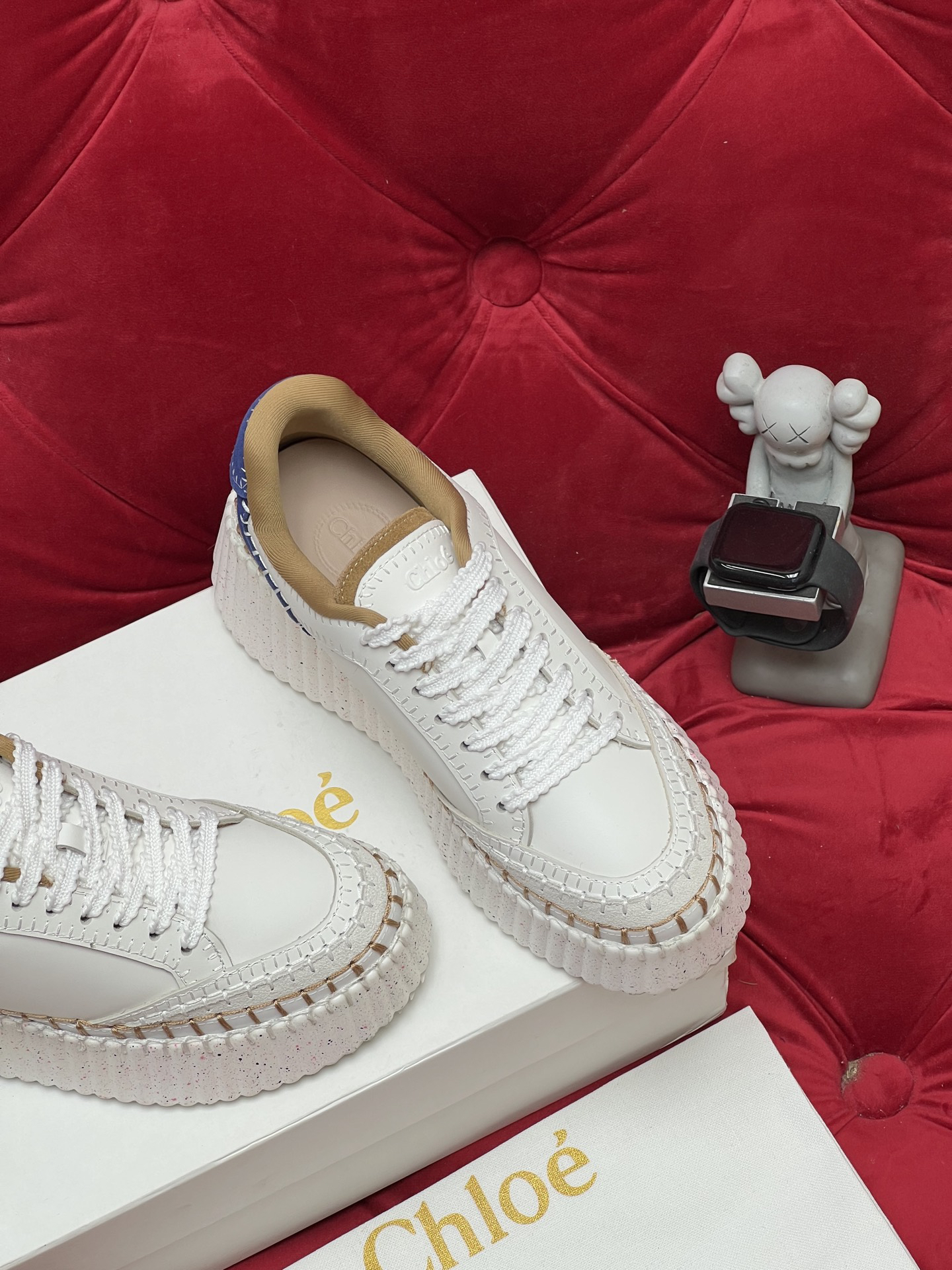 Chloe Platform Casual Sneakers White Blue