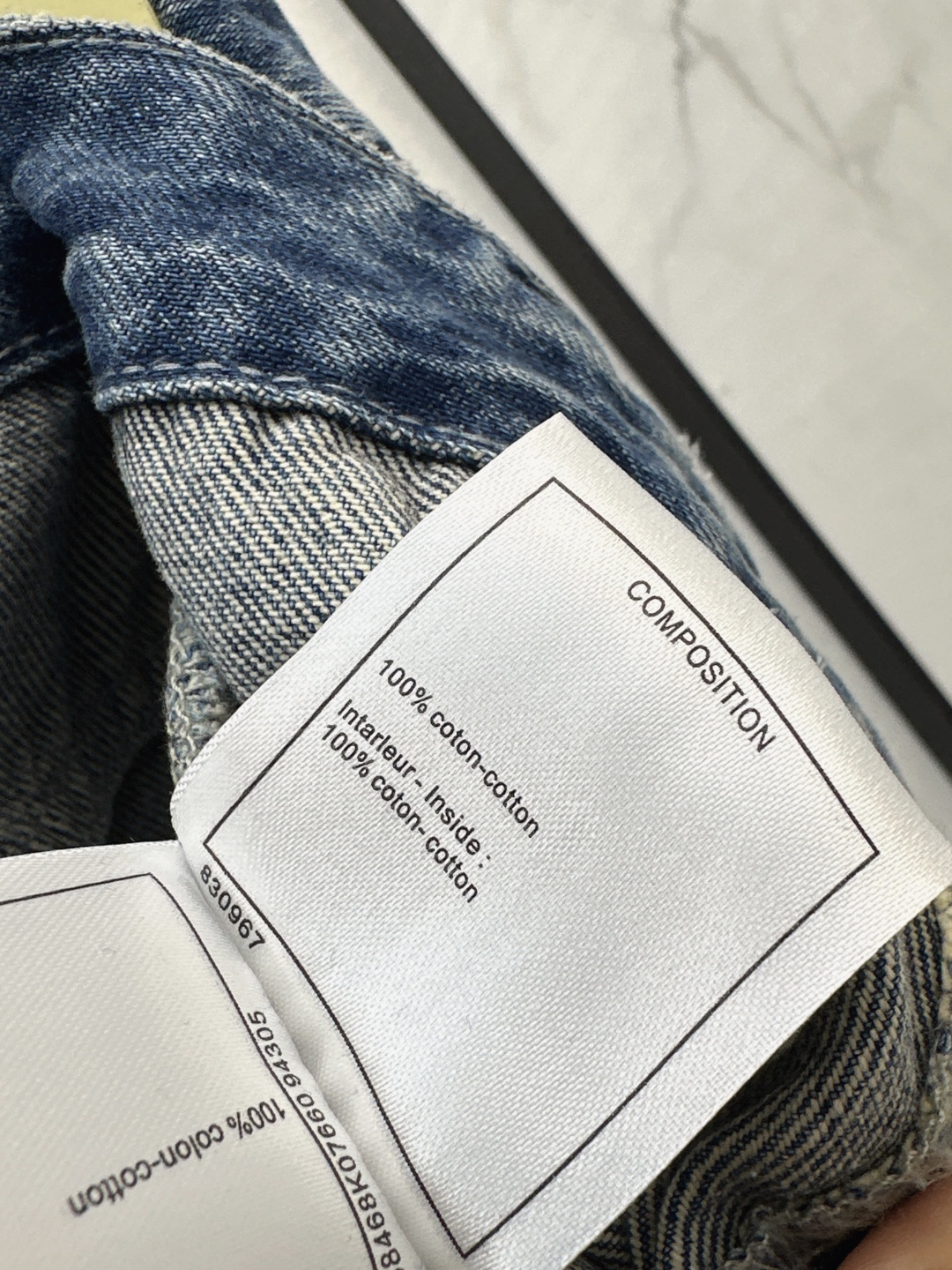 Chanel Logo Quilted Straight Jeans Blue