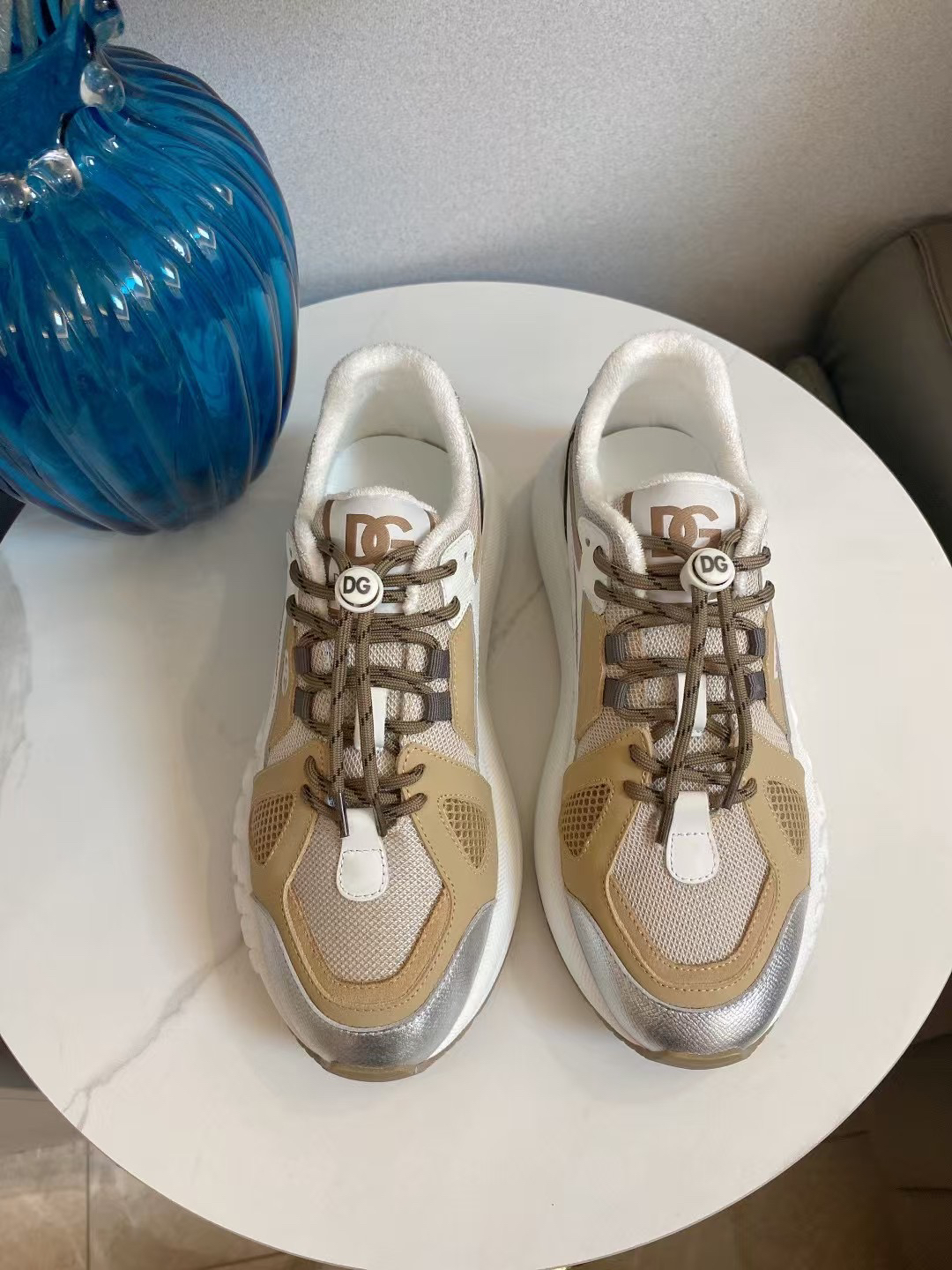 D&G Leather Mesh Sneakers Khaki