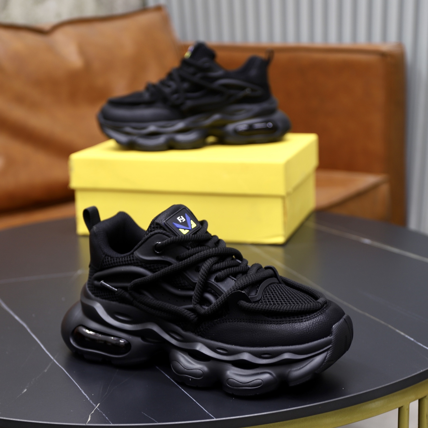 Fendi Breathable Chunky Sneakers Black