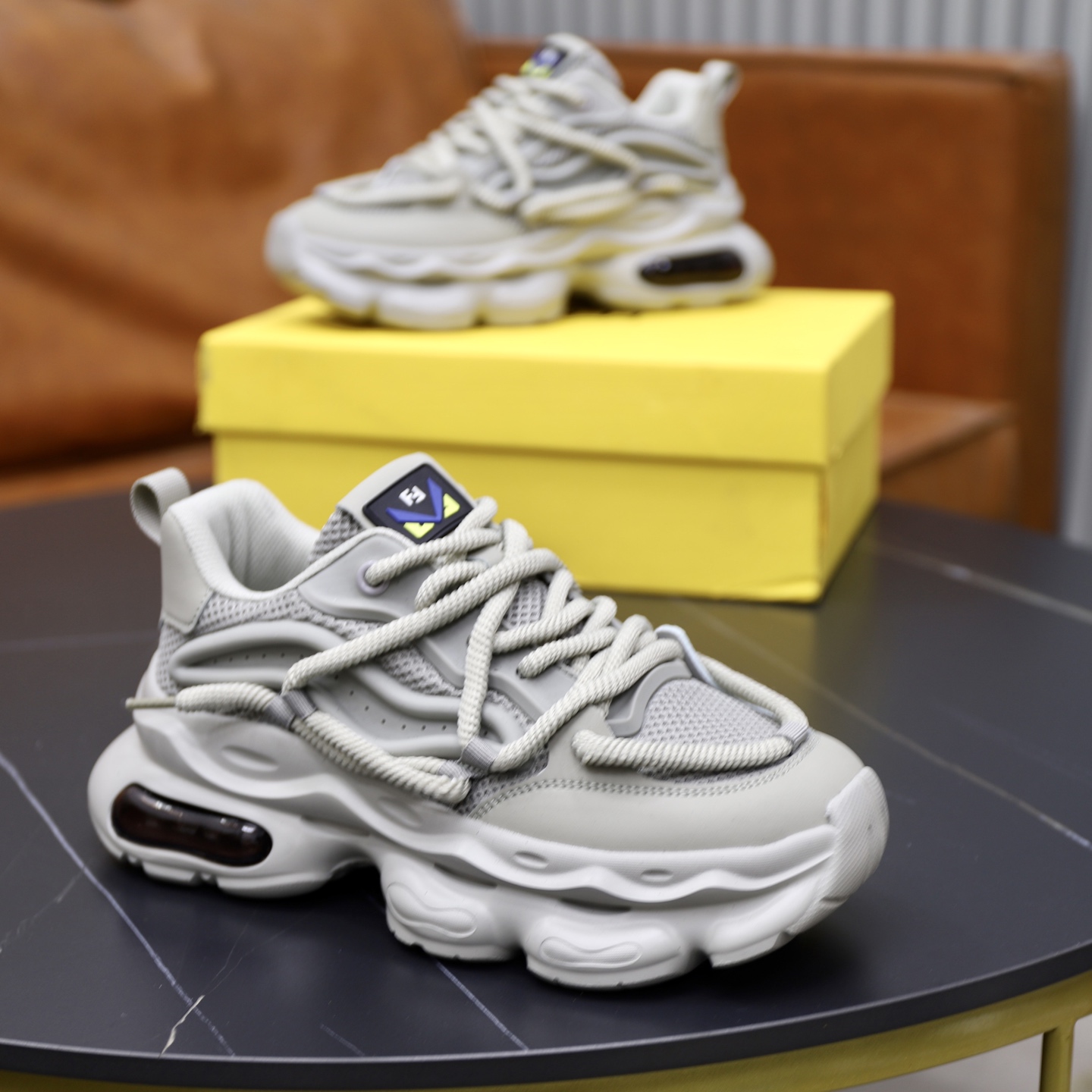 Fendi Breathable Mesh Chunky Sneakers Grey
